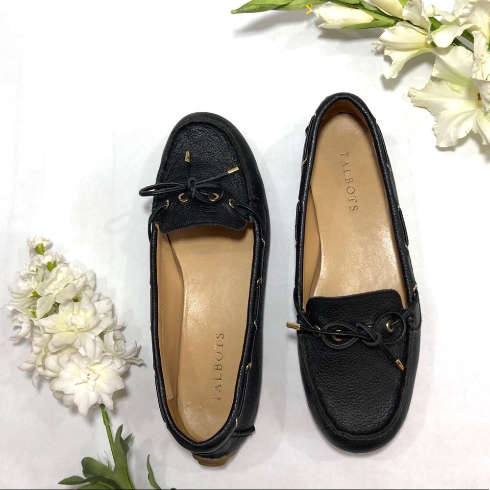 Talbots Black Leather Loafers Size 7